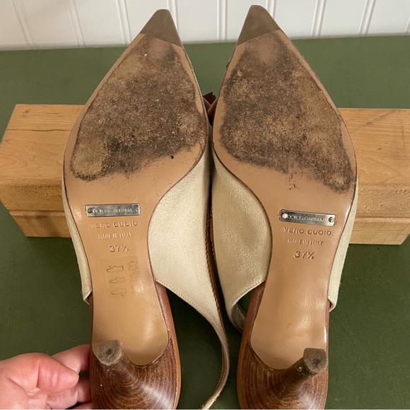 Dolce & Gabbana Pointy Toe Slingbacks w Bowtie Vamps in Cream Suede *Italy* - Picture 8 of 11